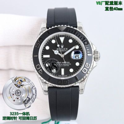 VS Factory ROLEX Yacht-Master Replica with Black Dial 904L Steel 3235 Movement 40MM Watch